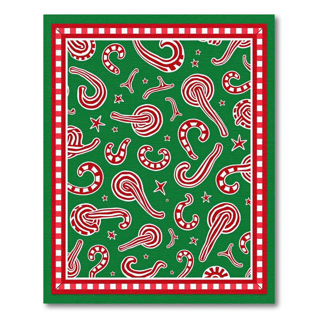 Green Red Candy Cane Stars Rug