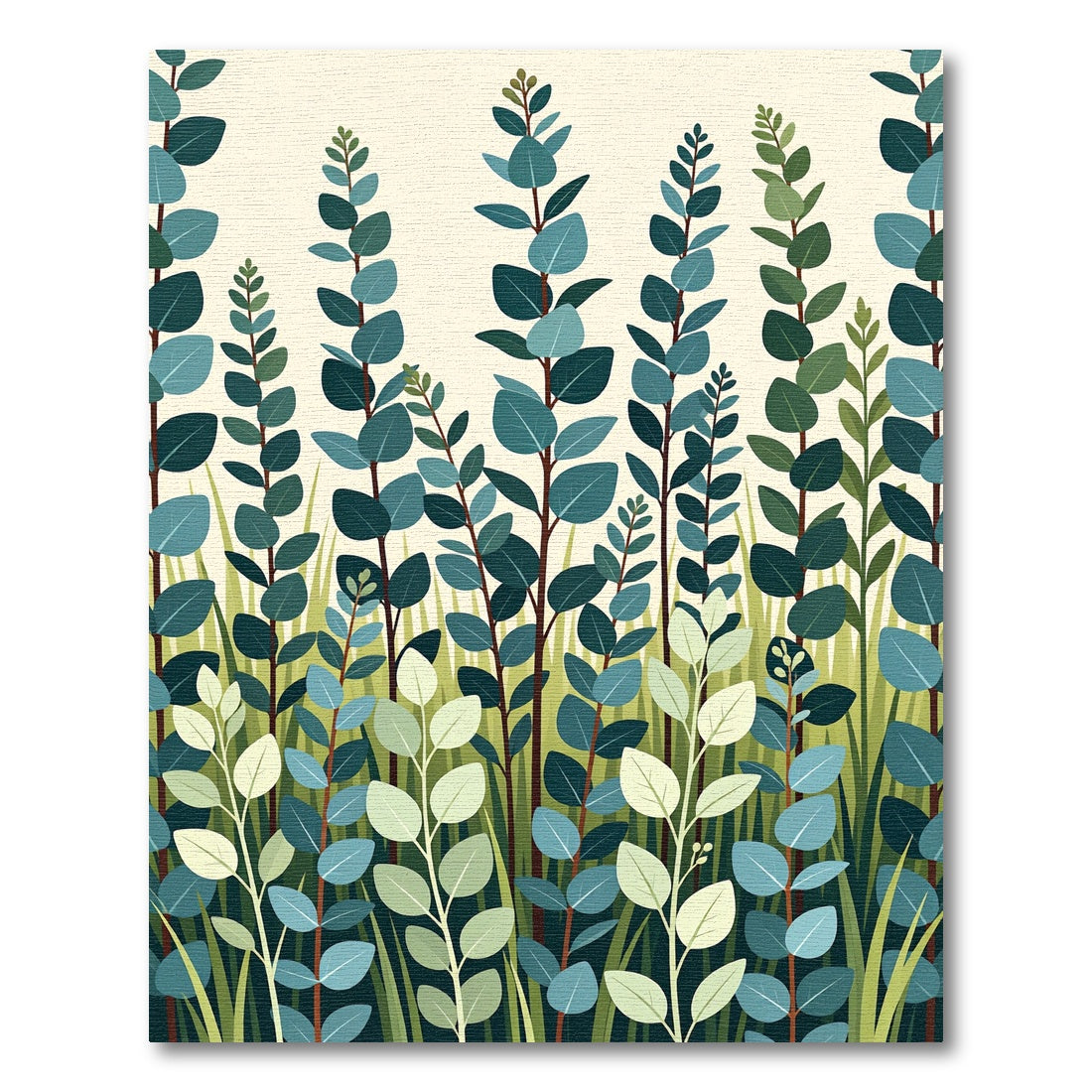 Eucalyptus Branches Green Vertical Garden Rug