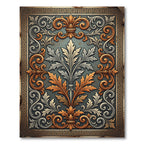 Ornate Gold and Silver Acanthus Scroll Rug