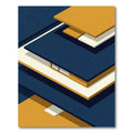 Modern Abstract Blue and Gold Geometric Rug