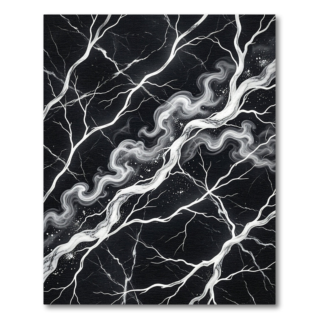Monochrome Branch Swirl Marble Rug