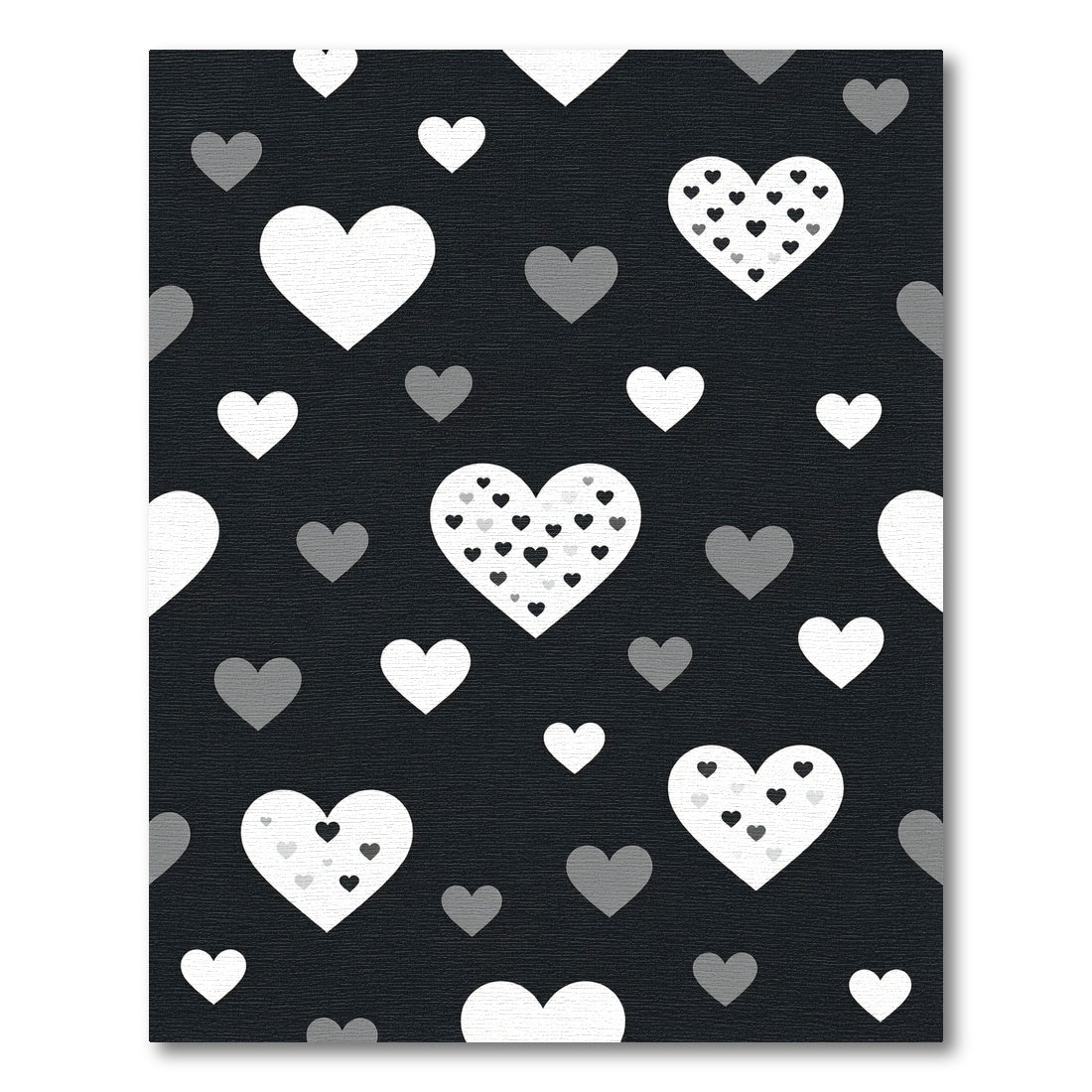 Modern Monochrome Heart Scattered Rug