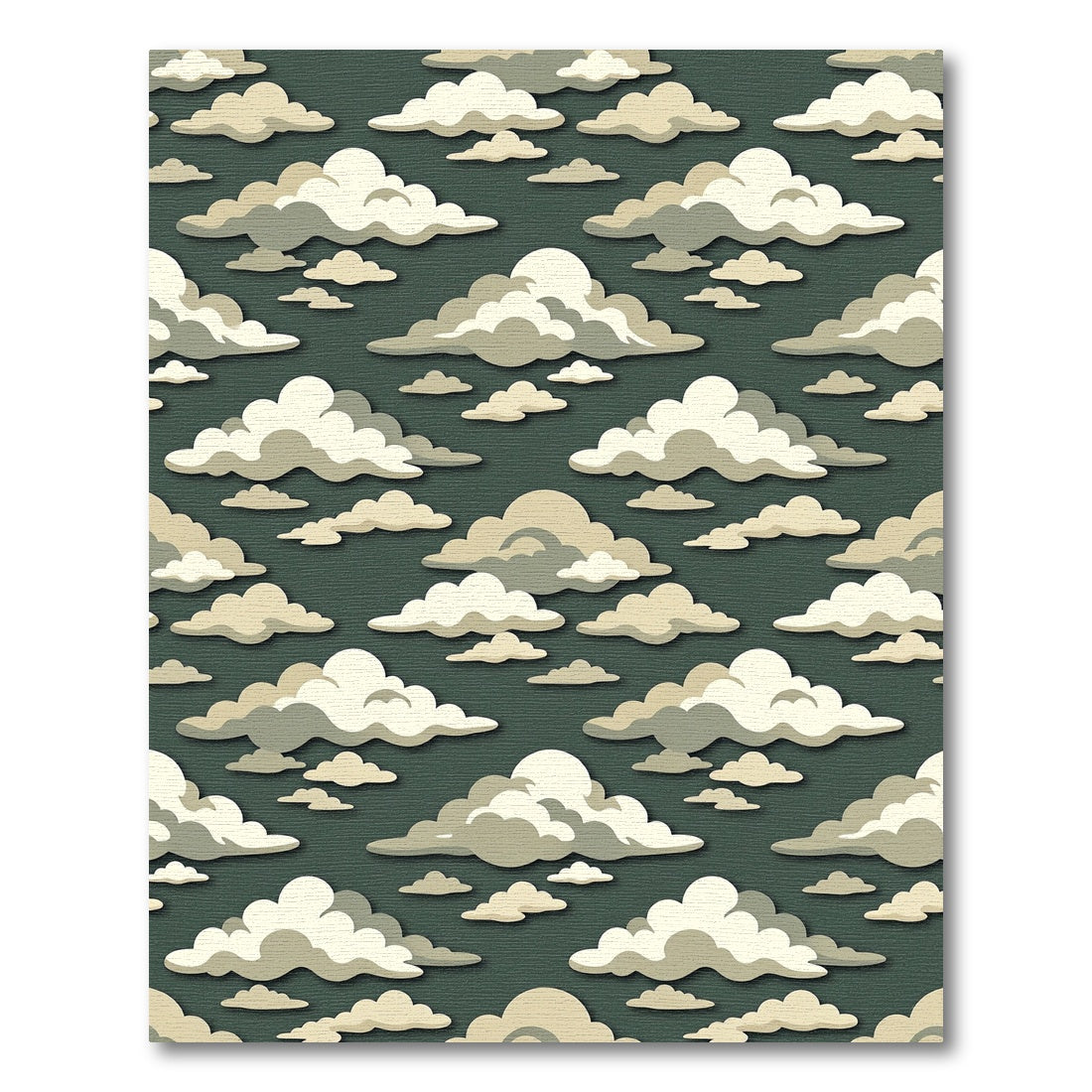 Soft Sage Whimsical Cream Cloud Layers Rug