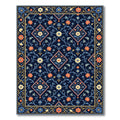 Dark Blue Floral Diamond Medallion Rug