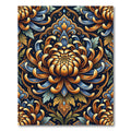 Bold Blue Orange Chrysanthemum Mandala Rug