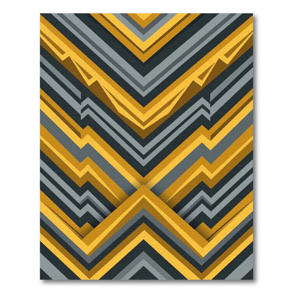 Bold Yellow Gray Chevron Layers Rug