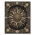 Ornate Gold Celestial Sun Floral Rug