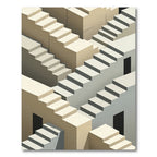 Isometric Staircase Beige Geometric Abstraction Rug