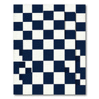Classic Navy White Checkerboard Squares Rug