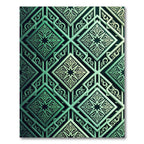 Emerald Geometric Star Lattice Medallion Rug