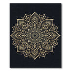 Golden Ornate Mandala Medallion Circular Rug