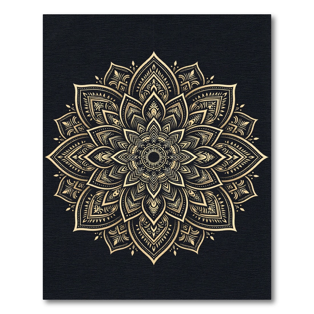 Golden Ornate Mandala Medallion Circular Rug