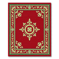 Rich Red Golden Floral Medallion Rug