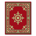 Rich Red Golden Floral Medallion Rug