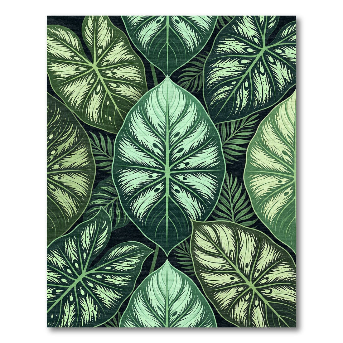 Lush Tropical Botanical Leaf Foliage Rug