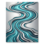 Liquid Metallic Teal Abstract Wave Rug