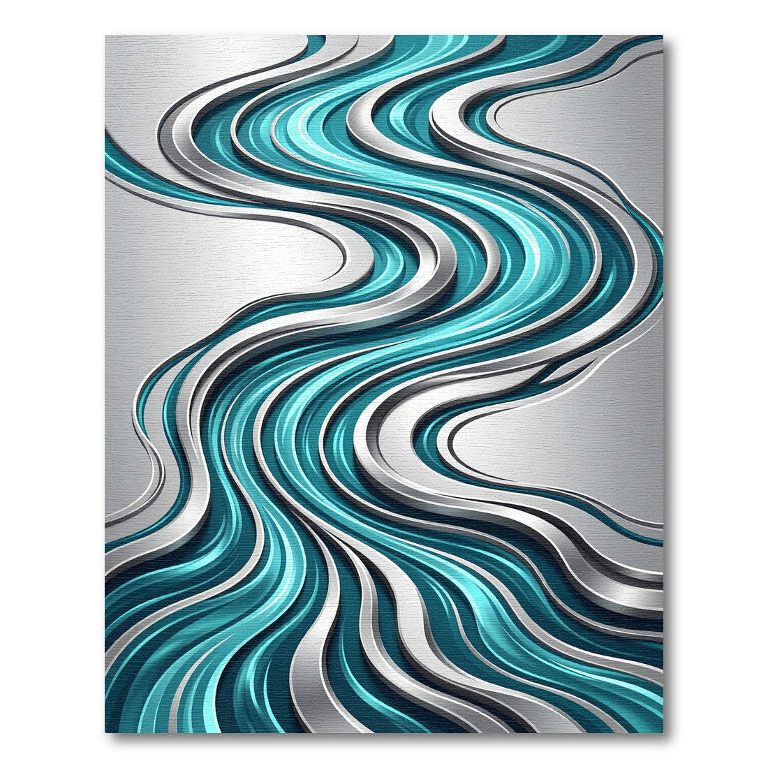 Liquid Metallic Teal Abstract Wave Rug
