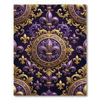 Royal Purple Golden Fleur-de-lis Damask Rug