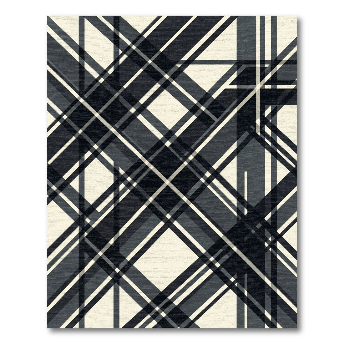 Monochrome Geometric Diagonal Plaid Rug