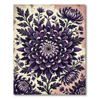 Dark Violet Chrysanthemum Botanical Floral Rug