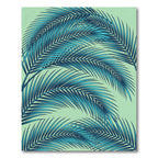 Lush Teal Tropical Palm Frond Leaves Rug