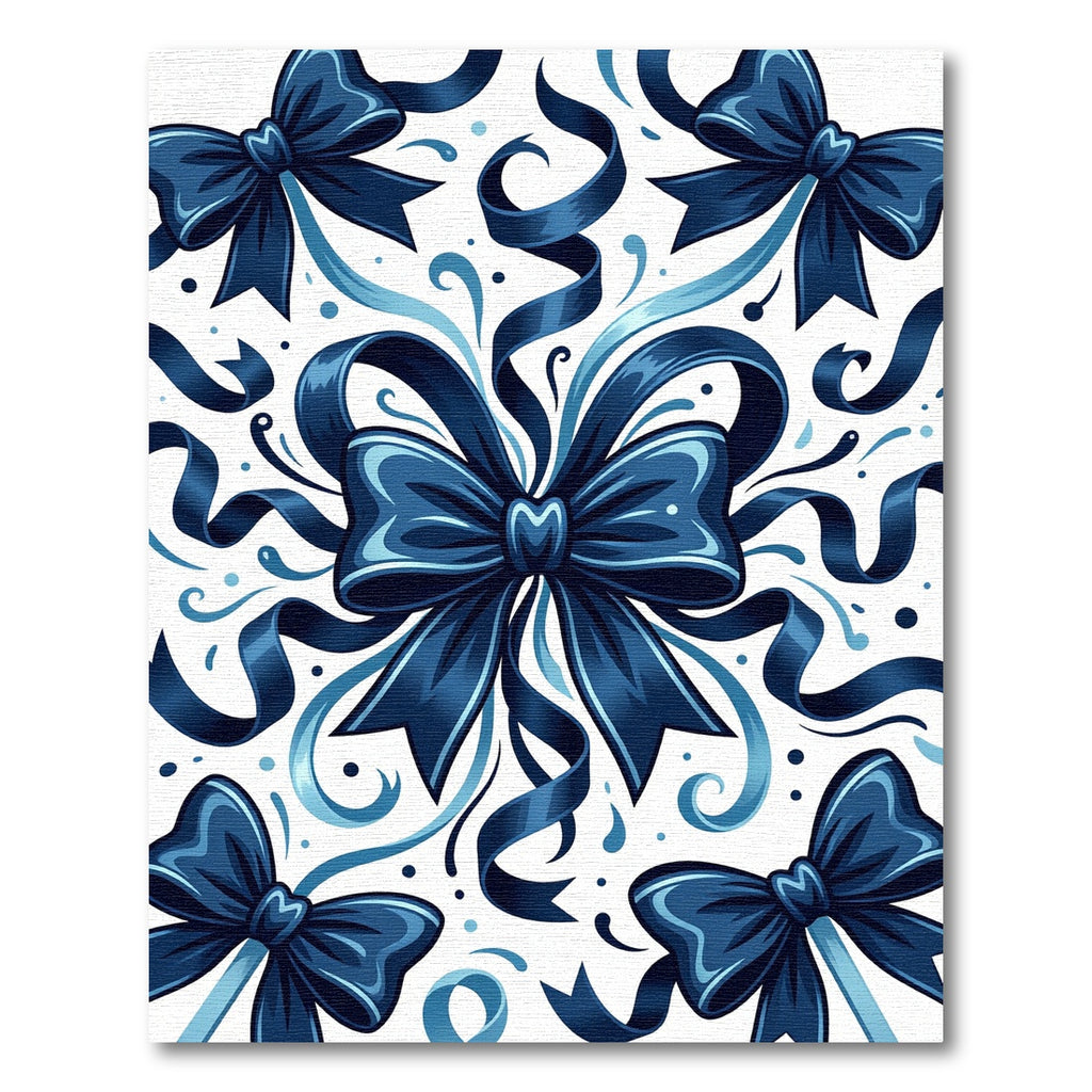 Elegant Navy Blue Ribbon Flourish Rug