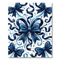 Elegant Navy Blue Ribbon Flourish Rug