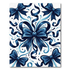 Elegant Navy Blue Ribbon Flourish Rug