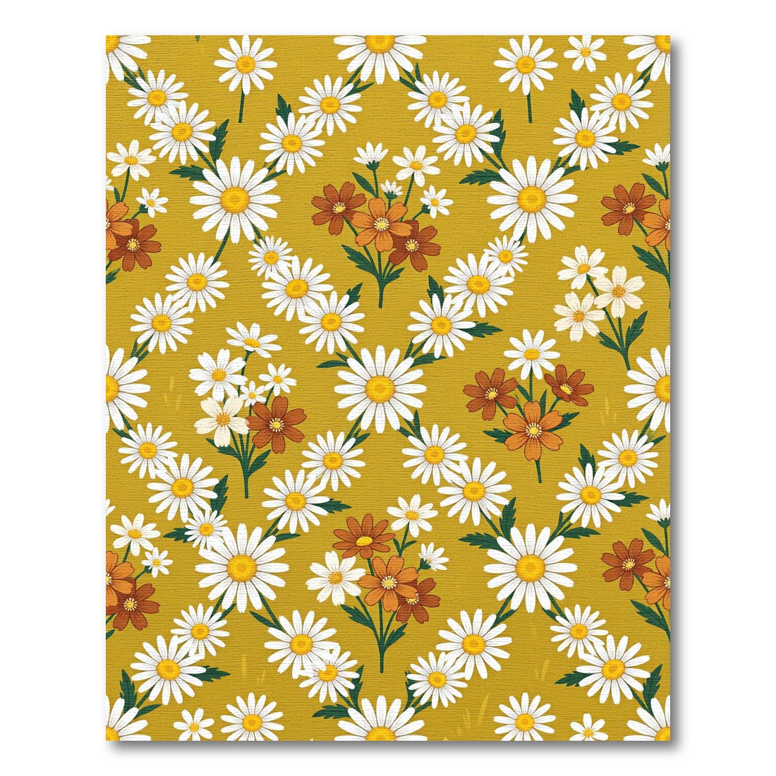 Retro Golden Mustard Daisy Meadow Rug