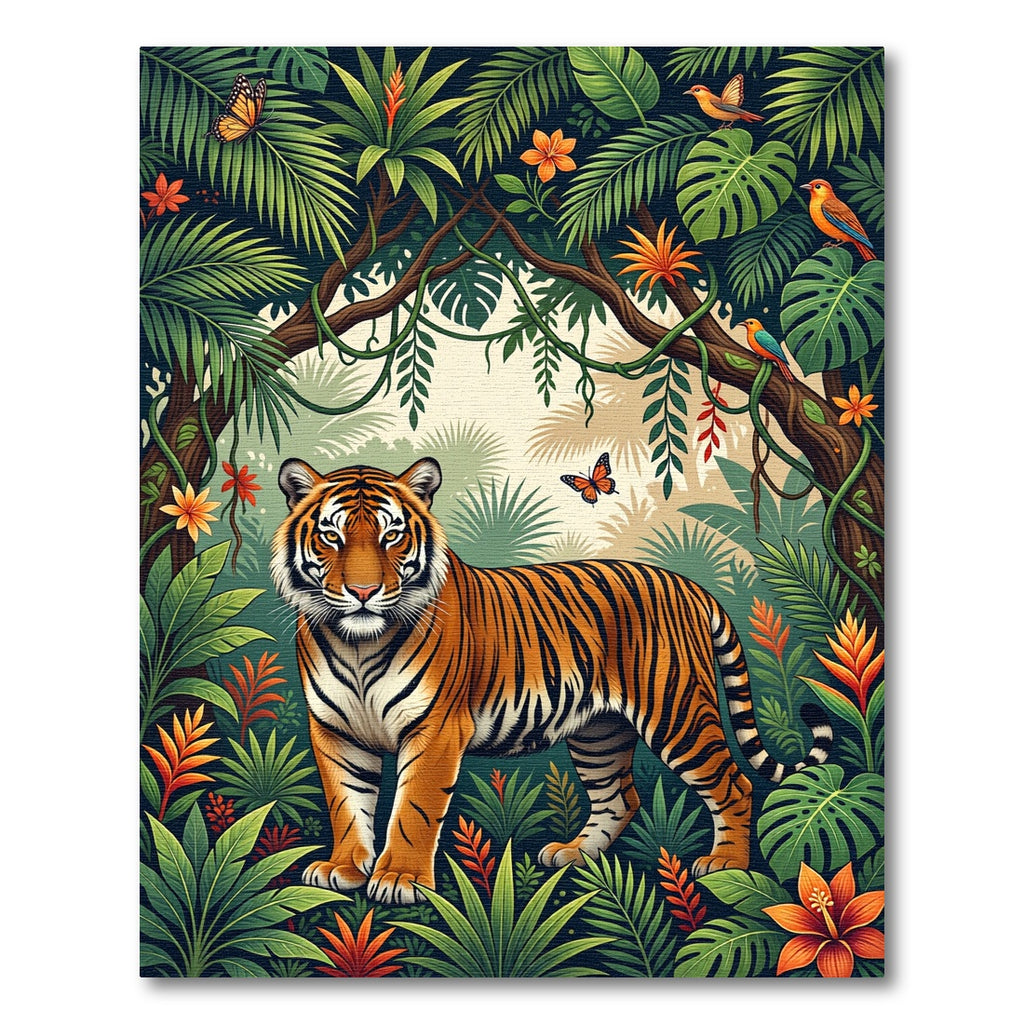 Lush Tropical Tiger and Butterfly Flora Rug