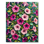 Vibrant Pink Petunia Floral Bouquet Rug