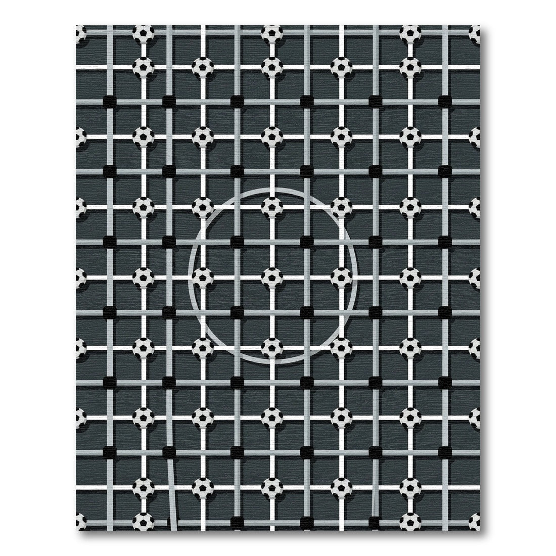 Monochrome Grid Football Sphere Graphic Rug