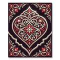 Elegant Crimson Cream Heart Floral Medallion Rug