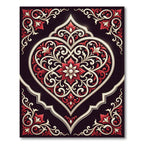 Elegant Crimson Cream Heart Floral Medallion Rug