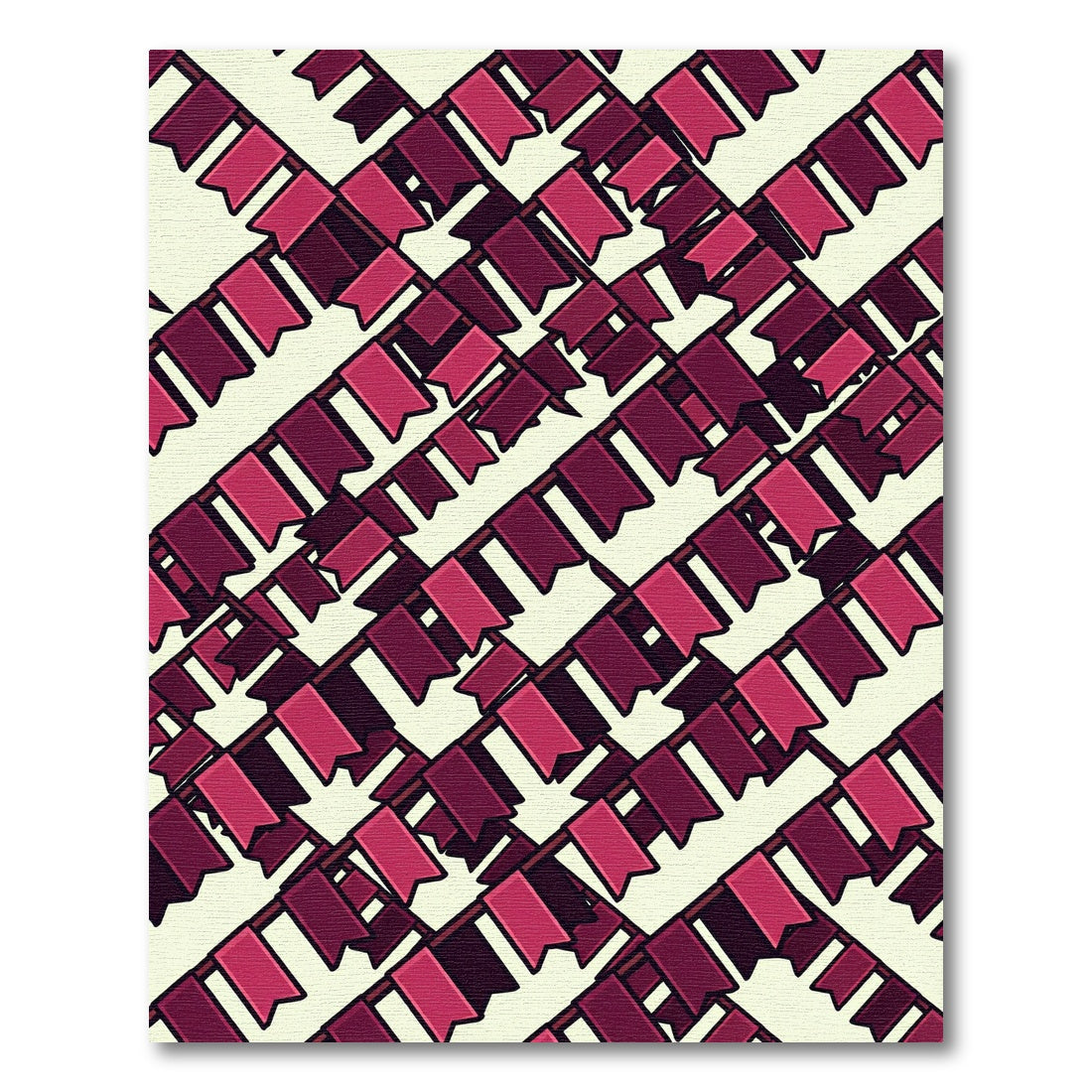 Deep Rose Bunting Diagonal Overlay Rug