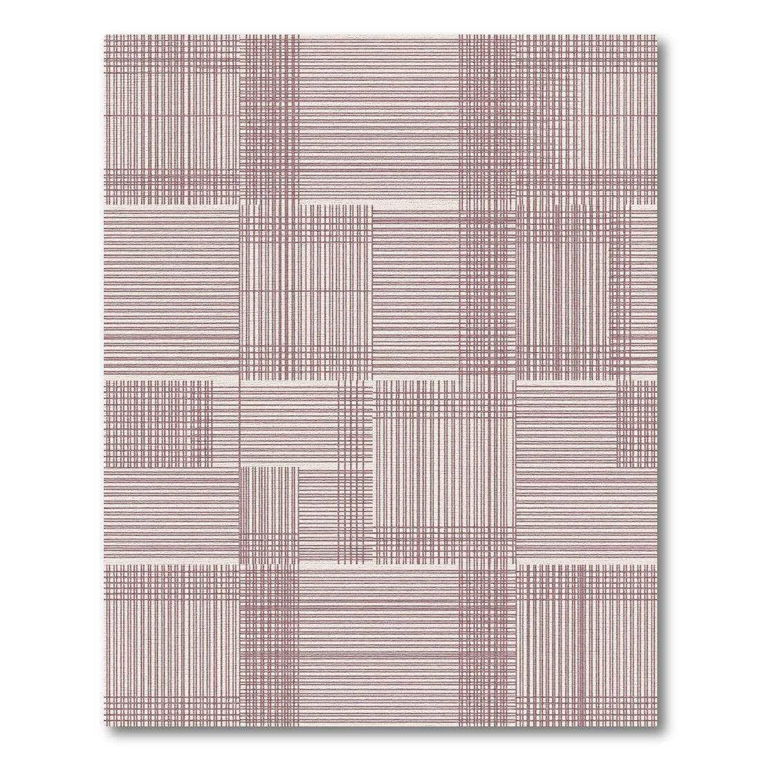 Plum Linear Geometric Patchwork Rug
