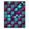 Neon Pixel Art Cyberpunk Grid Rug