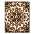 Earthy Brown Vintage Damask Medallion Rug