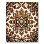 Earthy Brown Vintage Damask Medallion Rug