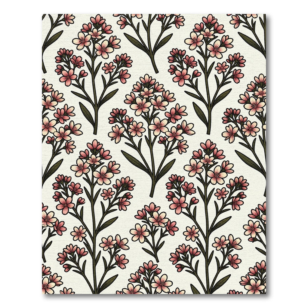 Pink Blossom Branches Cream Background Rug
