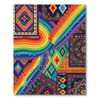 Vibrant Rainbow Saffron Medallion Collage Rug