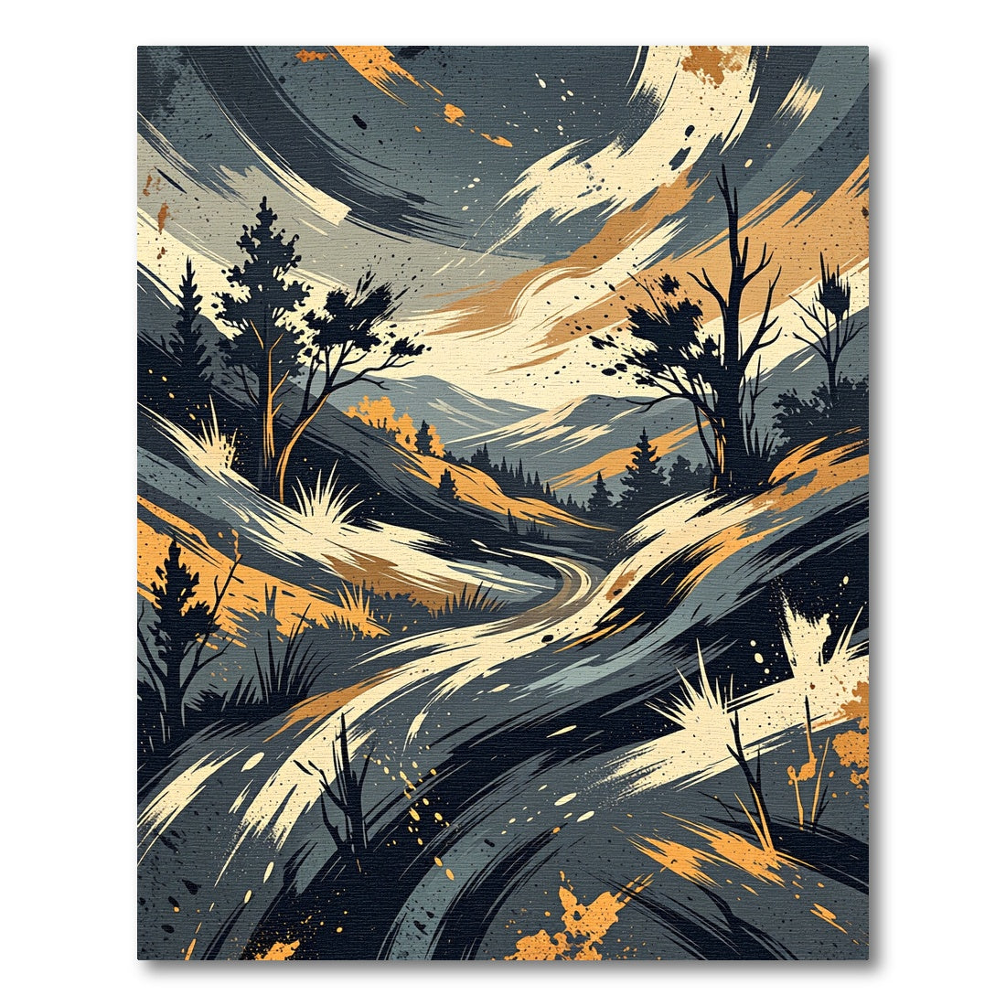 Abstract Brush Stroke Landscape Rug