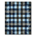 Distressed Navy and Sky Checkered Rug