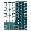 Minimalist Soccer Goal Geometric Teal Gray Rug
