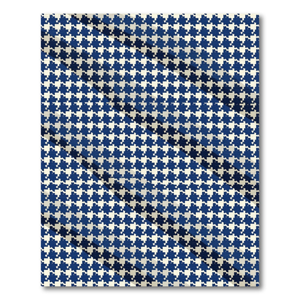 Classic Navy Blue Houndstooth Check Rug