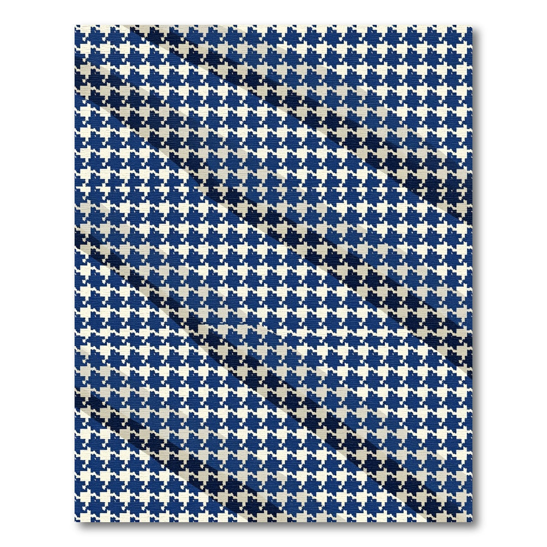 Classic Navy Blue Houndstooth Check Rug