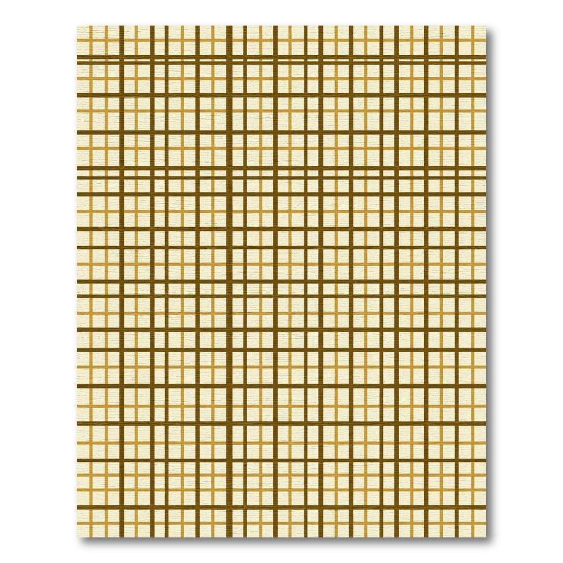 Modern Ochre Neutral Grid Checkered Rug