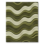 Olive Green Wave Stripe Rug