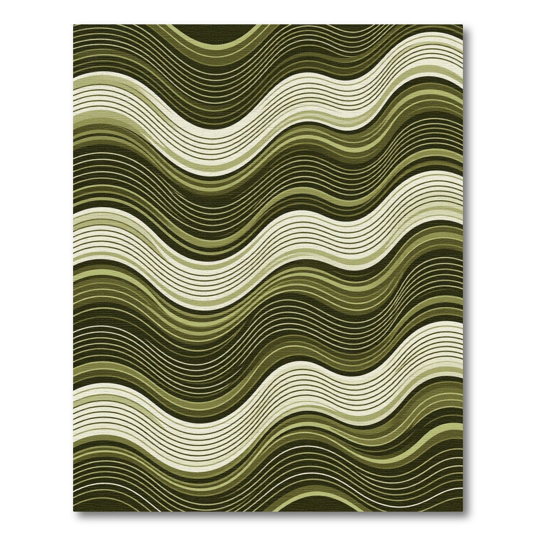 Olive Green Wave Stripe Rug