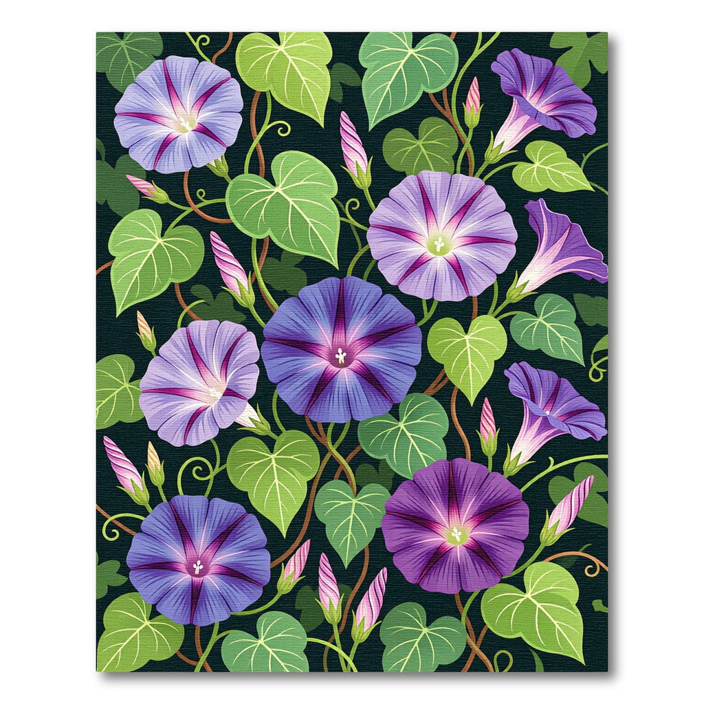 Vibrant Purple Morning Glory Floral Rug